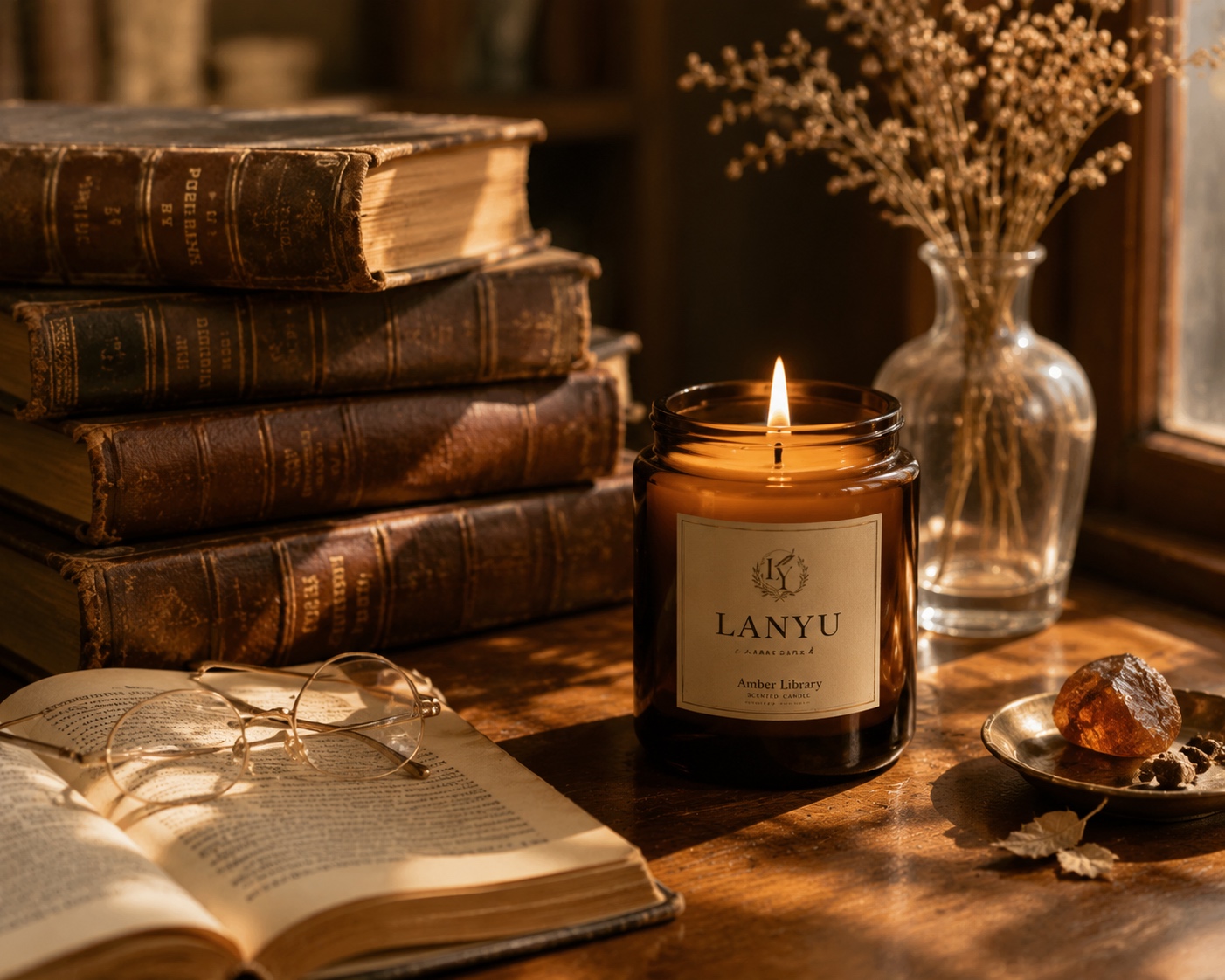 Amber, wood, candles and quiet interior scent inspiration