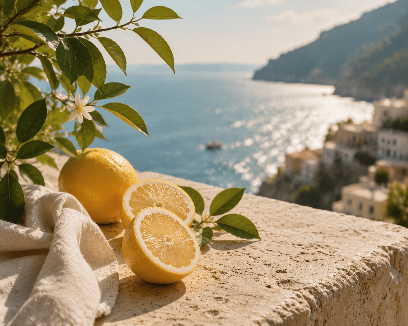 Citrus, perfume bottles and bright Mediterranean scent inspiration